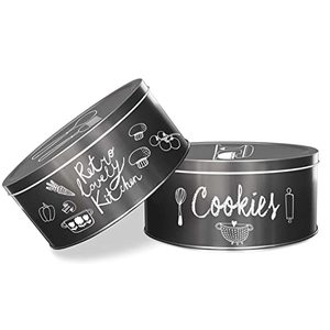 Decorae Black Chalkboard Cookie Tins, Set Of 2